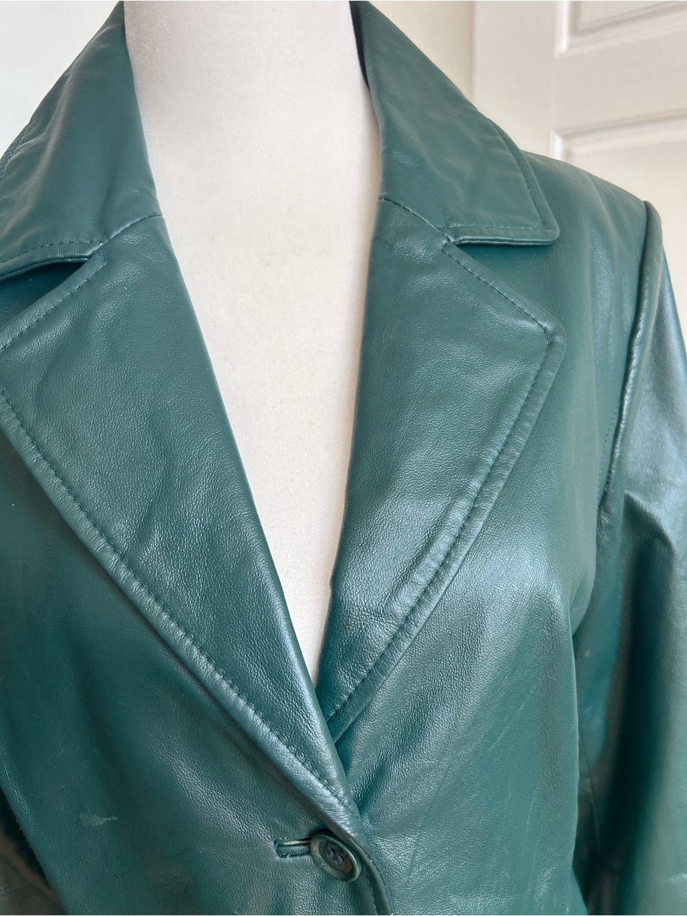 Terry Lewis Classic Luxuries Green Genuine Leather Long Coat Size S
